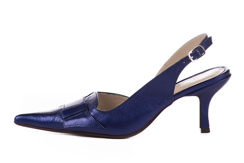 Amethyst purple women's slingback shoes. Pointed toe. High slim heel. Profile view - Florence KOOIJMAN